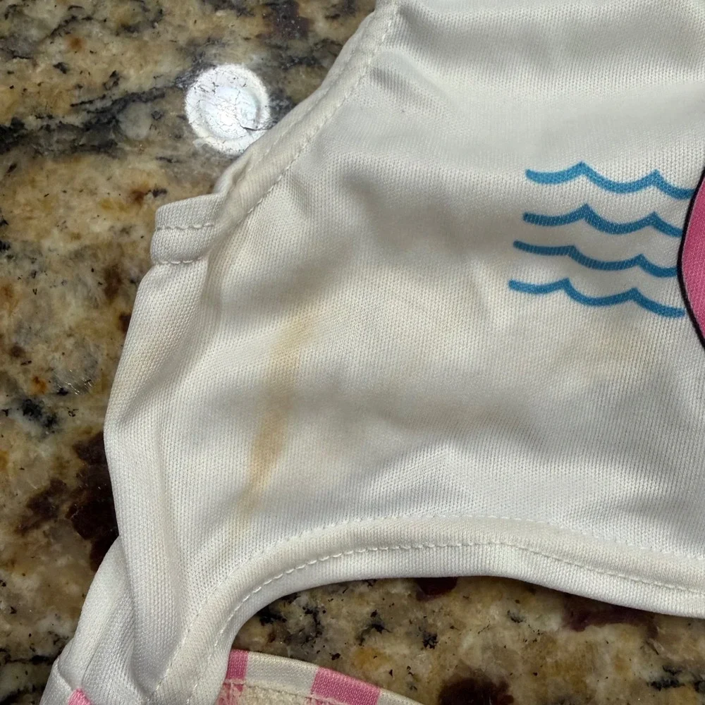 Vintage Star Fish Girls Pink White Striped Dolphin Cutout One Piece Swimsuit 4T